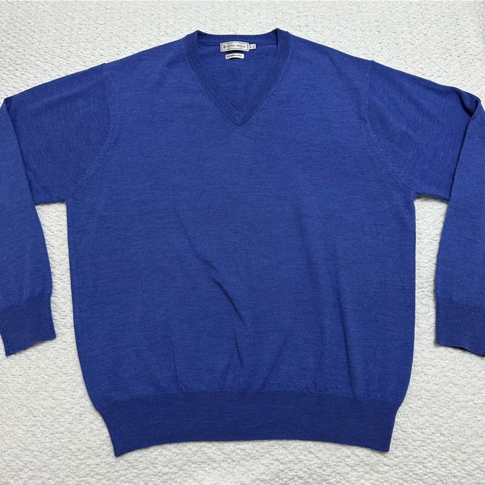 Peter Millar 100% Merino Wool V-Neck Golf Sweater-Logo Men’s Size L